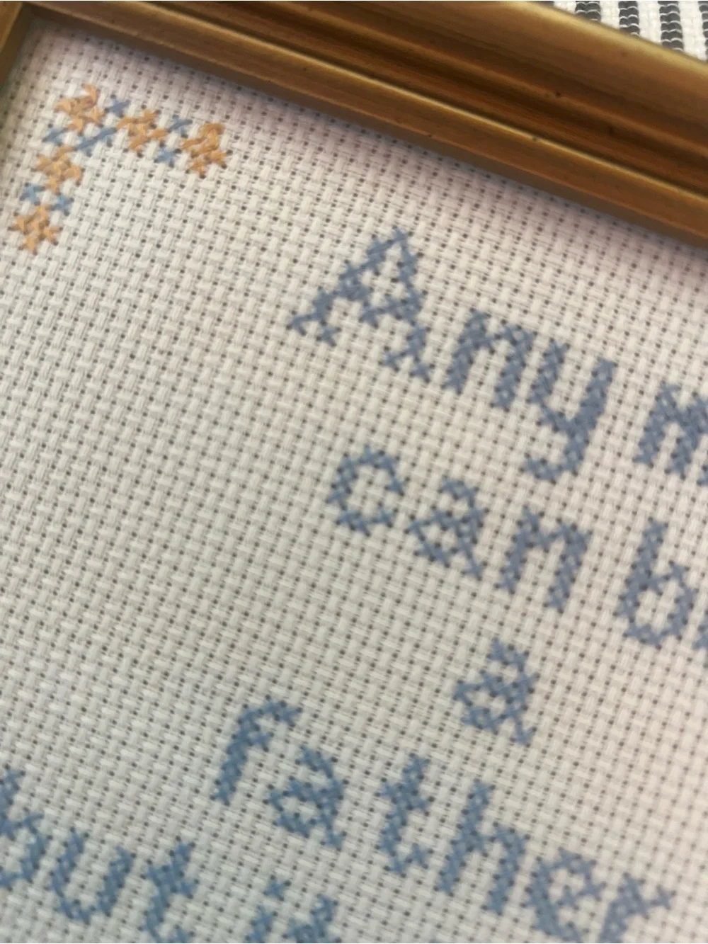 Vintage Framed Cross-Stitch 'Daddy' Quote and professionally framed